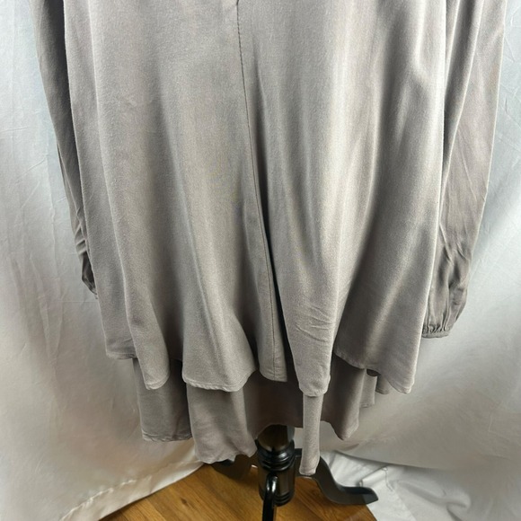 Free People Layered Mini Dress Women Medium Plunge V Neck Long Sleeves Gray - Picture 4 of 10
